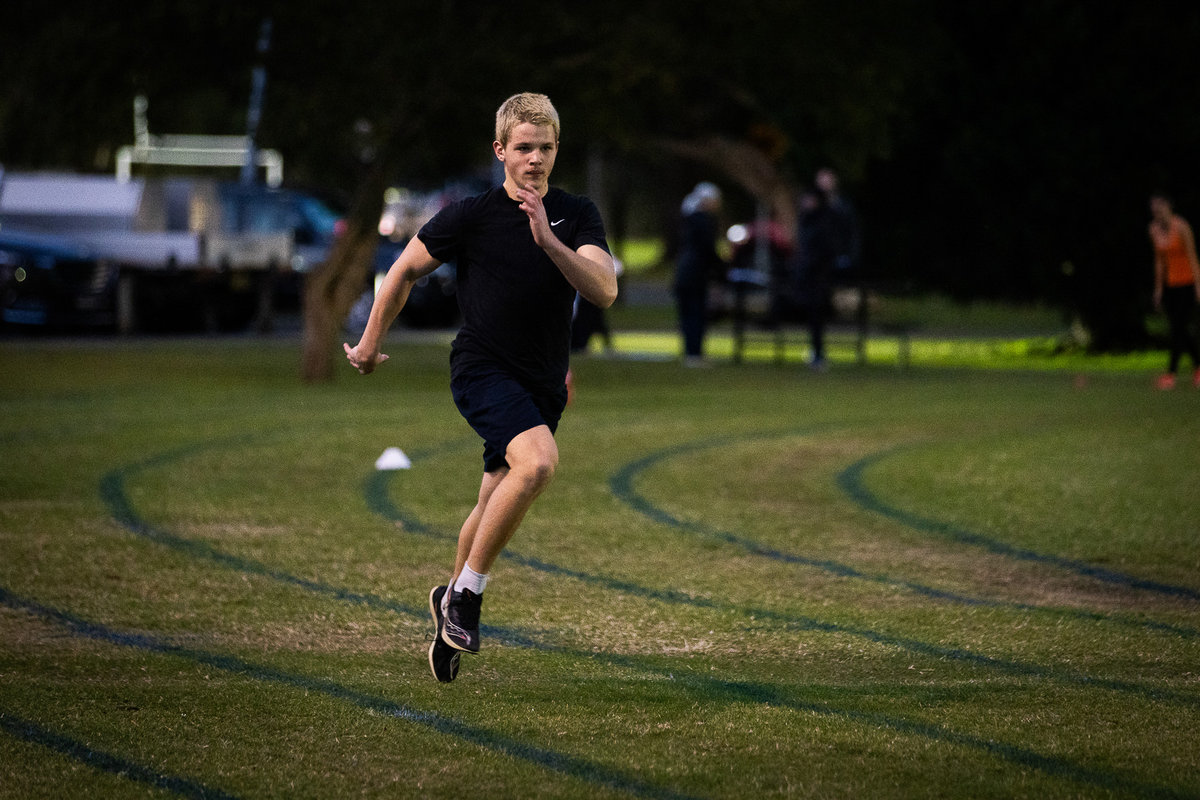 Athlete sprinting during GT Sprint Coaching session at Sydney Academy of Sport